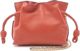 Loewe 2010-2025 Flamenco Knot leren mini-crossbodytas met ketting - Rood