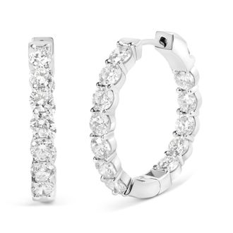 House of Brilliance 14K White Gold 5.00 Cttw Lab-Grown Diamond Inside Out Hoop Earrings