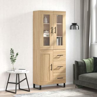 Berkfield Home Highboard Sonoma Oak 69.5x34x180 cm Engineered Wood in Brown