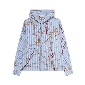 Pierre-Louis Mascia Kami Hooded Shirt - Dames - Blouses & Shirts - Blauw - Maat: XS Katoen
