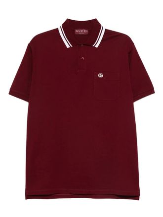 Gucci tipped-collar polo shirt - men - Polyester/Elastane/Cotton - L - Red