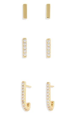 Argento Vivo Set of 3 Assorted Earrings in Gold at Nordstrom