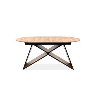 Calicosy Mesa de comedor extensible de 160 a 200 cm decorada en roble y negro