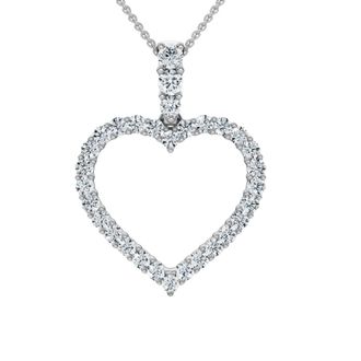 Pompeii3 1ct Diamond Heart Pendant 14K White Gold Necklace