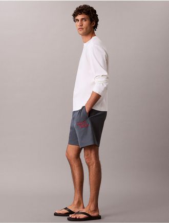 Calvin Klein Jeans Calvin Klein Mens Terry 1989 Logo Graphic Pull-On Shorts - Open Blue - XL