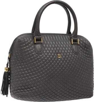 Bally Vintage Handbag Quilted Leather Leather Handbag (Pre-Owned)
