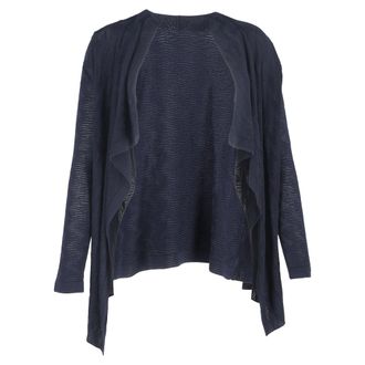 Missoni M Missoni Knitted Asymmetric Cardigan in Navy Blue Wool