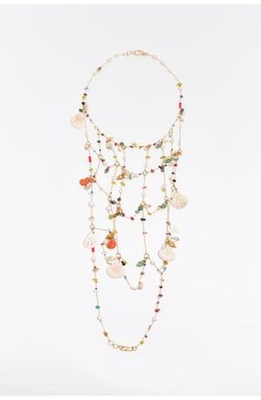 Bimba & Lola Maxi Necklace With Chains And Seashell Multi-Charms in Gold at Nordstrom