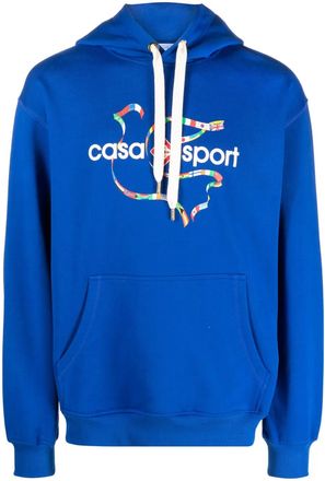 Casablanca Mens Sport Logo Hoodie in Blue Cotton - Size Large
