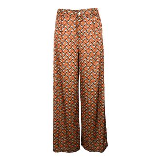 Think Polyester Casual Broek - Dames - Wijde Broeken - Veelkleurig - S - Polyester - Broeken