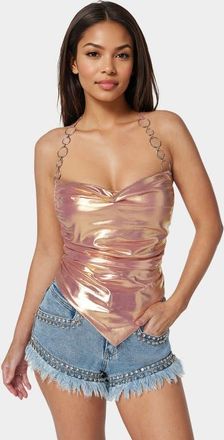 Bebe Metallic Handkerchief Top in Quartz Pink at Nordstrom, Size X-Large