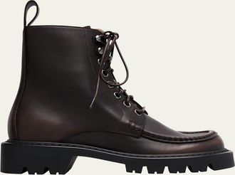 Loewe Mens Sierra Leather Combat Ankle Boots