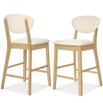 Best Choice Products 2-Piece Mid-Century Modern Wood and Upholstered Counter Height Bar Stool Set