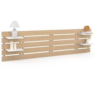 IDMarket Idmarket - Testiera Nina 240 Cm In Legno Chiaro Con 5 Doghe Larghe E Ripiani Bianchi