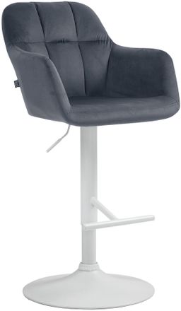 Clp Taburete De Bar Natoma En Terciopelo Gris Oscuro Metal Blanco Mate