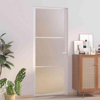vidaXL Puerta Interior De Vidrio Y Aluminio Blanco Mate 83x201,5 Cm Vidaxl