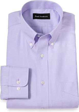 Paul Fredrick Tailored Fit Non-iron Cotton Pinpoint Solid Button Down Collar Dress Shirt