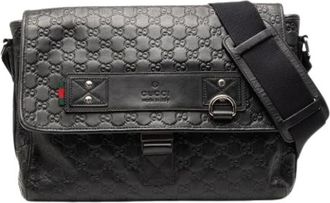 Gucci Pre-owned Cross Body Bags, female, Black, Size: ONE SIZE Pre-owned Embossed Leather Crossbody Bag
