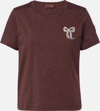 Moncler Embroidered cotton jersey T-shirt