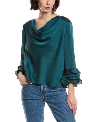 Vince Camuto Cowl Neck Tiered Ruffle Sleeve Top