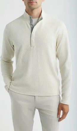 Johnnie-O Ransel Quarter Snap Placket Pullover in Cream at Nordstrom, Size Xx-Large
