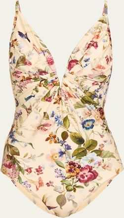 Zimmermann Patience Tuck Plunge One-Piece Swimsuit
