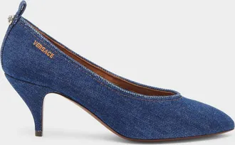 Versace 65MM Denim Stiletto-Heel Pumps