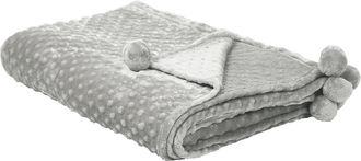 Beliani Manta Gris Claro 150 X 200 Cm Con Pompones Textura Suave Samur