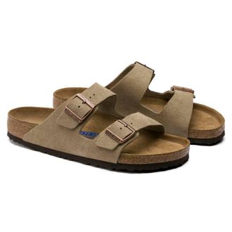 Birkenstock Womens Arizona Suede Sandals In Taupe