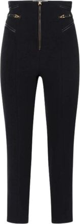 Elisabetta Franchi Cropped Broeken - Dames - Vrijetijds broeken - Zwart - L - Leer - Broeken
