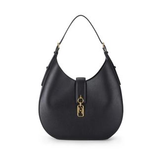 Elisabetta Franchi Shoulder Bags, female, Black, Size: ONE SIZE Round Hobo Bag with Charm