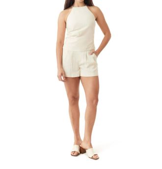 Habitual Pleated Shorts In Ecru Jet Black