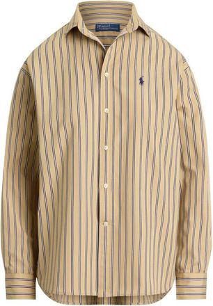 Ralph Lauren Overhemden, Dames, Beige, M, Katoen, Gestreepte Katoenen Blouse