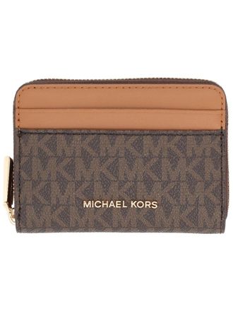 Michael Michael Kors Logo-Embossed Textured PVC Wallet - Brown
