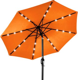 Best Choice Products 10ft Solar LED Lighted Patio Umbrella w/ Tilt Adjustment, UV-Resistant Fabric