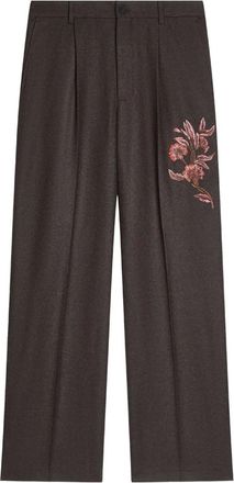 Dries Van Noten floral-embroidered trousers - Brown