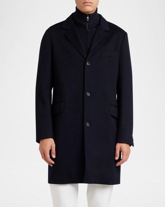 Loro Piana Mens Martingala Cashmere Overcoat with Inset Zip