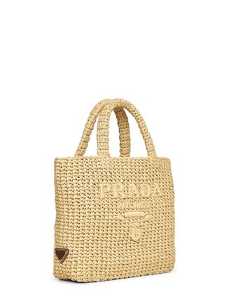 Prada Womens Natural Small Tote Bag Yellow Viscose Handbags Hand