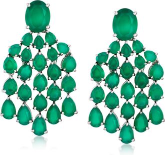 Ross-Simons Green Chalcedony Chandelier Drop Earrings in Sterling Silver