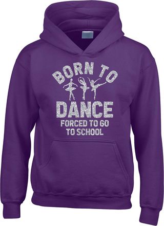 Edward Sinclair | 9-11 yrs | Purple Hoodie | Born To Dance Forced To Go To School | with Silver Sparkling print
