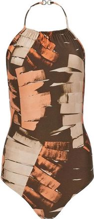 Ferragamo Palm-Print Halterneck Swimsuit