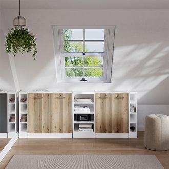 Vicco Set Di Mobili Sottotetto Rion, Rovere Artigianale, 210 Cm Set Di 5 Carcasse Armadio Profondit&agrave; 60 Cm, Vicco