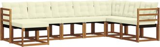vidaXL Conjunto De Sof&aacute;s De Exterior 8 Uds. Natural Y Crema Vidaxl