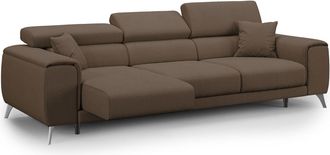 Divani.Store Fusion Sof&aacute; Con Asientos Deslizantes En Tela Suave Antimanchas 260 Cm Marr&oacute;n