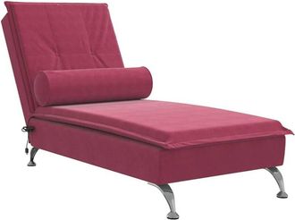 vidaXL Chaise Longue Massaggi con Cuscino a Rullo Rosso Vino Velluto - Vidaxl