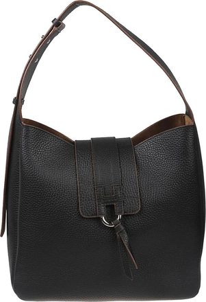 Hogan H01X Vertical Hobo Bag - Dames - Schoudertassen - Zwart - ONE Size - Leer - Tassen
