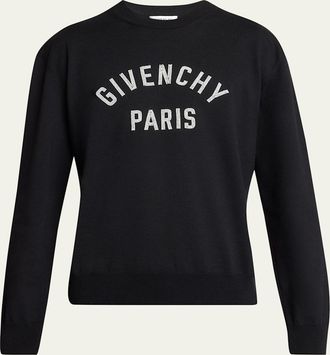 Givenchy Mens Embroidered Logo Cotton Crewneck Sweater