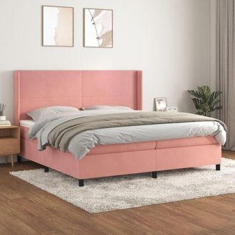 vidaXL Vidaxl - Cama Box Spring Con Colch&oacute;n Terciopelo Rosa 200x200 Cm