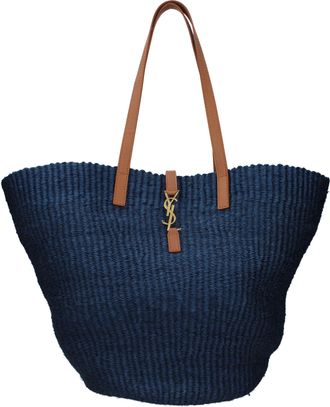 Saint Laurent Damens Umh&auml;ngetasche Blau/Braun Bast