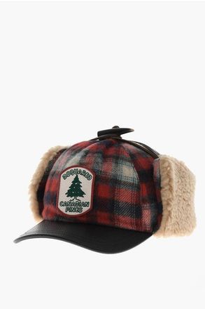 Dsquared2 Wool-Blend Checked Baseball Cap With Earflaps size S